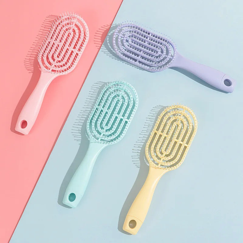 Macaroon Color Vent Custom Hair Brush with Logo Cushion & Compact Design Nylon Bristles for Detangling & Volumizing Hair Styling