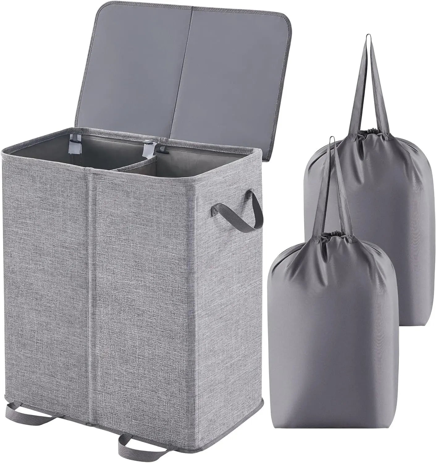 Hot Selling Styles Large Capacity Double Layer With Cover and Inner Lining Removable Laundry Basket