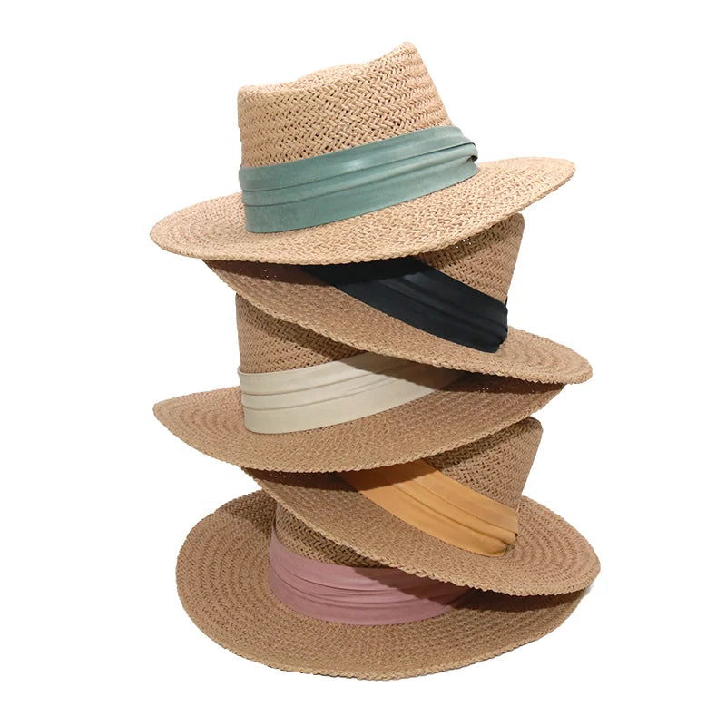 High Quality Wholesales Wide Brim Round Hat Boater Fashion Capeline Straw Hat for Women Ladies Beach Sun Hat Chapeau Summer MegaBDM