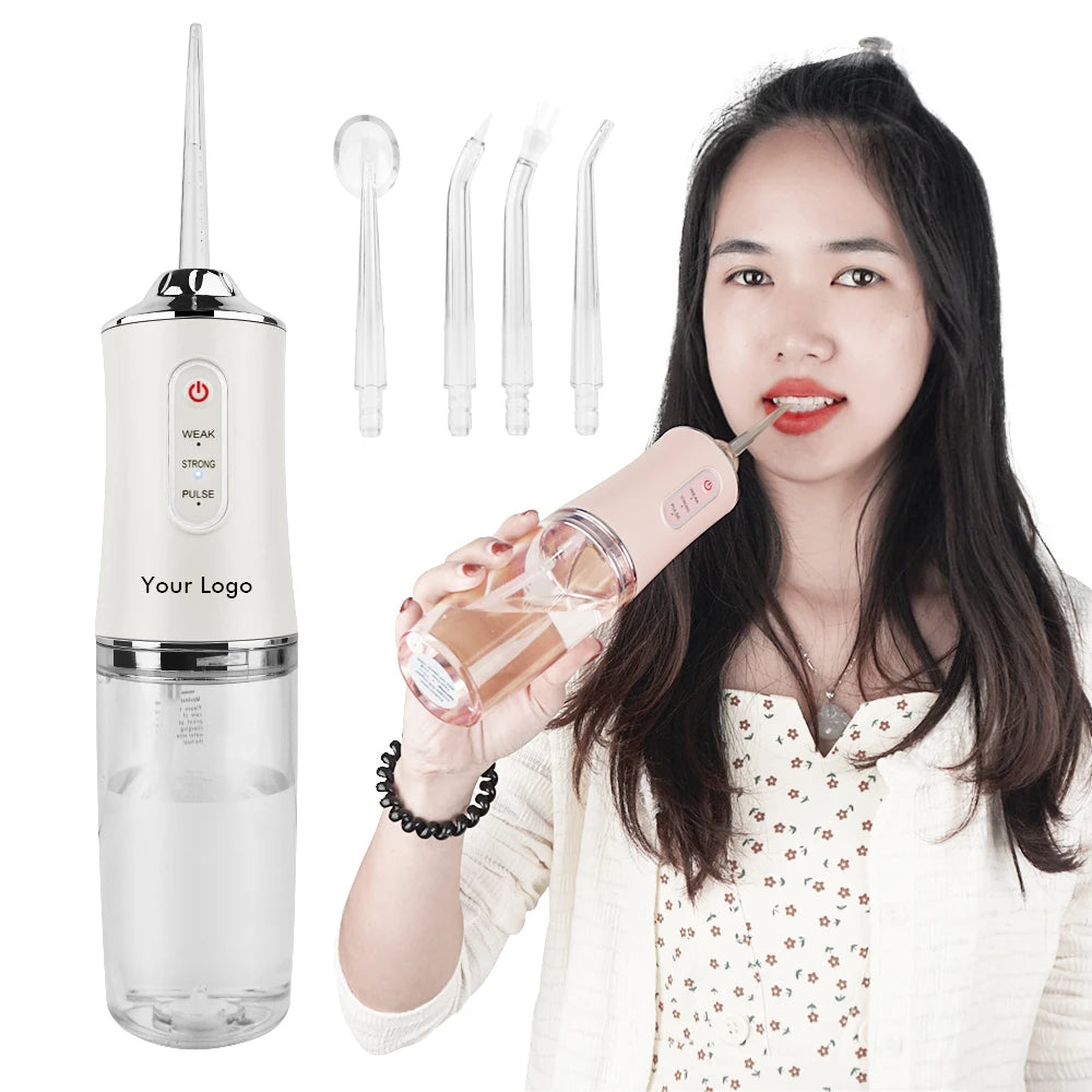 Rechargeable Water Flosser Portable Dental Oral Care Teeth Cleaner with 4 Replaceable Jet Tips