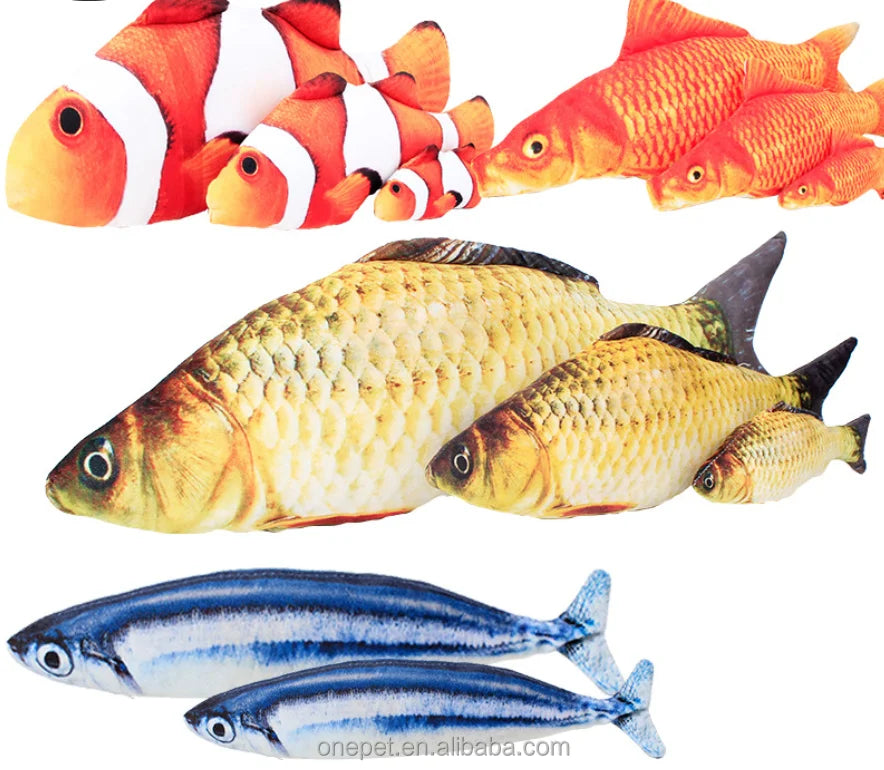 In Stock Luxury Catnip Cat Toy Plush Simulation Crucian Carp Saury Carp Interactive Fish Toy for Playing