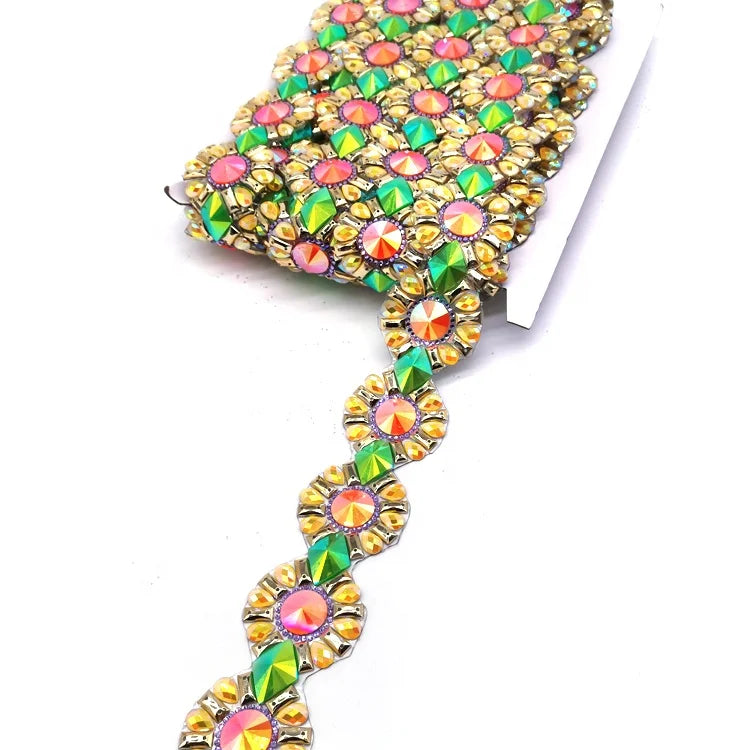 High Orange Rhinestone Iron-On Decorative Trim Resin Gemstone Banding Carnival Costumes Shoes Accessories Gel Back
