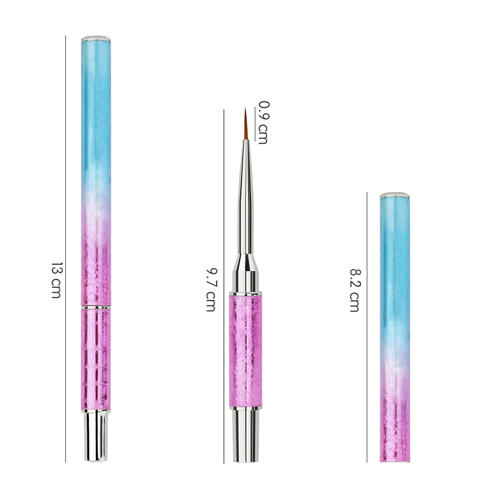5pcs Set Nail Liner Brush Set Metal Handle Stripe Lines Drawing Flower Pen Painting Dotting Tools Nail Liner Brush