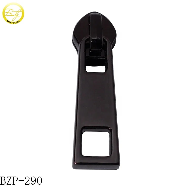 Women's Bags Accessory Zinc Alloy Metal Zipper Slider with Gunmetal Logo Blanks Backpack Zip Hardware Tags