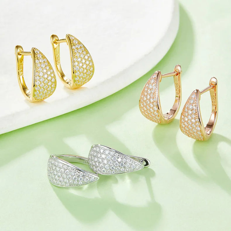 New Style Fine Rose Gold Plated Jewelry 925 Sterling Silver Hoop Earrings D Color Moissanite Cuff Earrings with Luxurious Feel