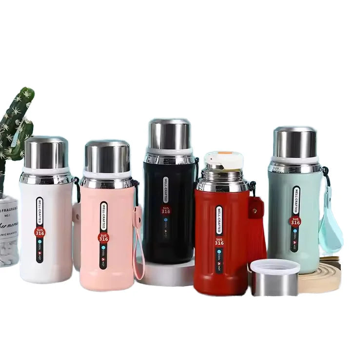 2025 Best Selling 600/800ml Stainless Steel Travel Cup Wide-Mouth Vacuum Flask with Modern Handgrip Pattern for Business Gifts