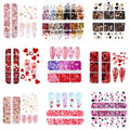 Valentine Nails Glitter Set Collection Heart Design Nail Rhinestones Charms 3D Holographic Nail Art Glitter