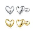 925 Sterling Silver 18K Gold Plated Mini Heart Stud Earrings Simple Wedding Earrings for Women Minimalist BSE886