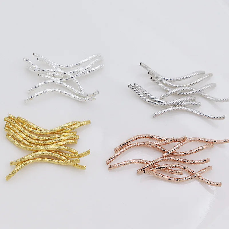 1.5mm 925 Sterling Silver S Shaped Curved Noodle Tube Beads for Jewelry Making Findings