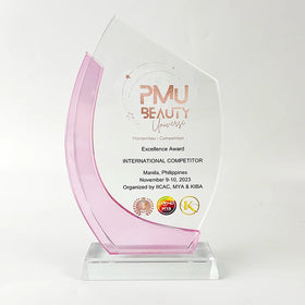 Pink Crystal Plaque Medal Custom Crystal Trophy MH-NJ0260