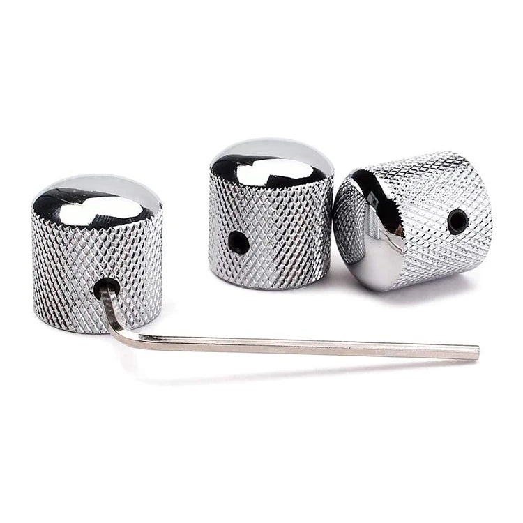 Dome Potentiometer Knob Tone Control Chrome Volume  Metal Knobs for Electric Guitar Bass with Screw Allen