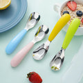 18/10 Flat Round Handle Stainless Steel Flatware Spoon Cute Dessert Spoon Silverware Children's Cutlery Spoon With Box