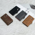 Wholesale Men Slim Minimalist Pop Out Smart Metal Wallet Cartera Inteligente RFID Protection PU Leather Card Holder With Zipper