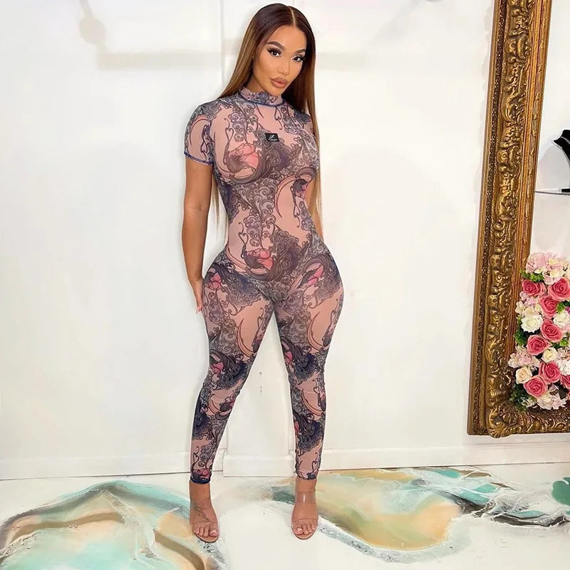 Wholesale Short Sleeve Bodysuit Ladies Casual Jumpsuits for Women Sexy Backless Hollow Out Work Out One Piece Skinny Jumpstui