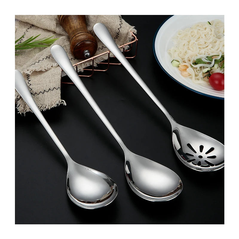 Western Luxury Stainless Steel Big Serving Spoon Fork Metal Cutlery Set for Restaurants and Hotels Household Use