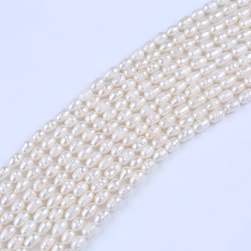 Wholesale 6-7mm Cheap Price Freshwater Rice Shape Pearl Beads Strand for Jewelry Making