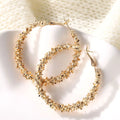 Huitan Fashion Oversize Geometric Circle Round Silver Gold Color Hoop Earrings for Women Brincos Flower Gold Hoop Earrings