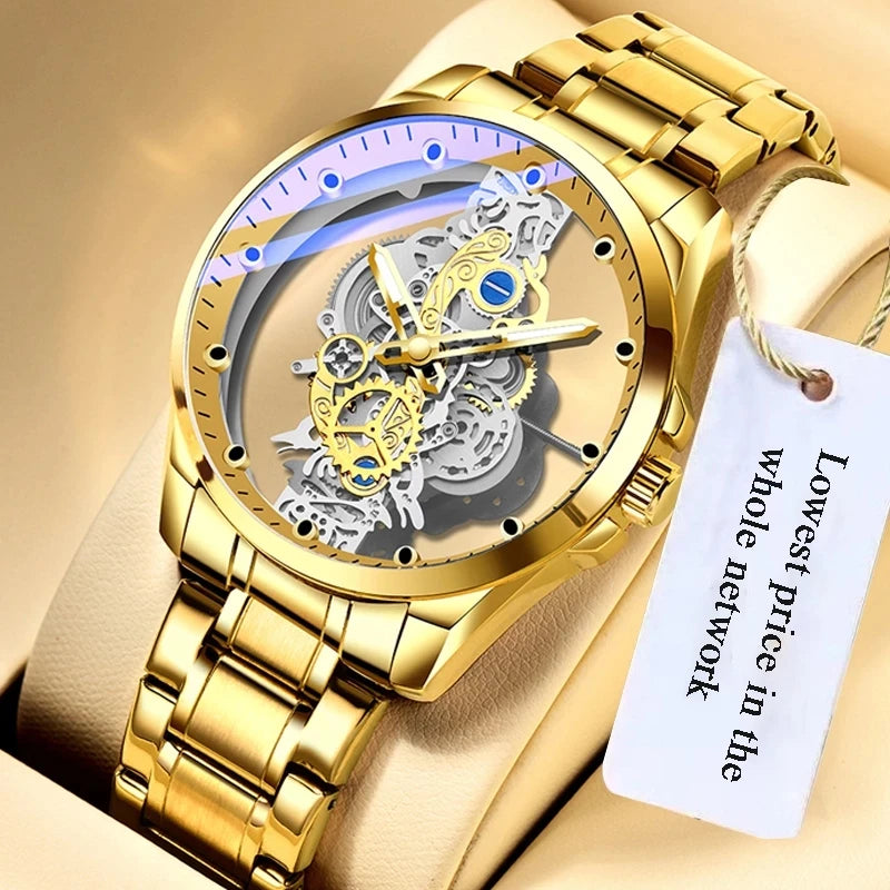 2022 TIGERAO Watch New Arrive Top New Luxury Men Skeleton Automatic Quartz Watch Gold Skeleton Vintage Man Cock Mens Watches