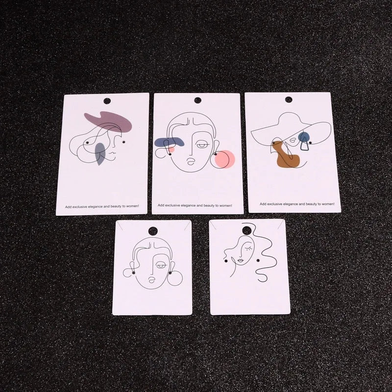 Fashion Jewelry Package Card Pink Women Pattern Drop Earrings Display Cards Stud Holders Custom Label