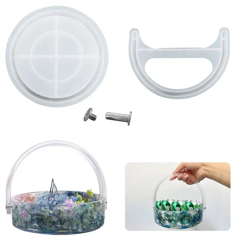Round Fruit Jewelry Storage Basket Silicone Mold Portable Ice Cube Beer Bucket Mould for Table Decoration