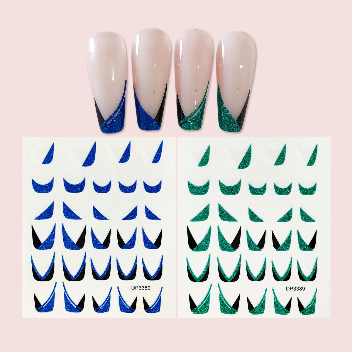Five & Ten GMPC/Sedex/ISO/EUDR Nail Art Stickers Wholesale French Design Mirror Powder Nail Charms Stickers Nail & Decals