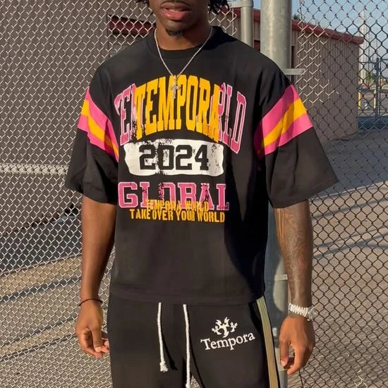 Manufacturer OEM Streetwear Brand 300 Gsm Round Neck Oversized Screen Print Drop Shoulder Acid Wash T Shirt