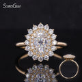 Starsgem Customize Moissanite Wedding Ring 14k Yellow Gold halo Style Oval Moissanite Fine Engagement Ring for Women