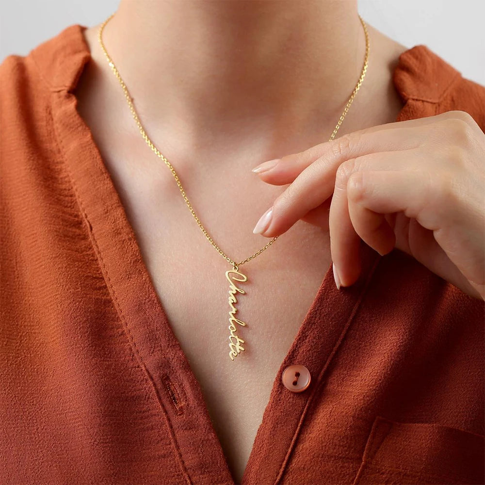 EManco NEW Stainless Steel Custom Name Letter Pendant Necklace Letter Jewelry Gold Plated for Male Female Birthday Gift