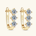 925 Sterling Silver 3-stone Hoop Huggie Earrings with 3mm D Color Moissanite U Shape Design Fine Jewelry Gift for Women