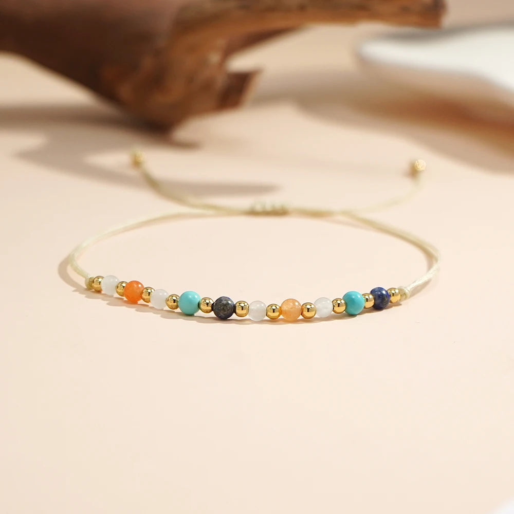 Go2boho Natural Stone Beaded Bracelet Handmade Adjustable Jewelry Mother's Day Gift for Women Trendy Boho Charm Bracelet