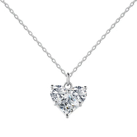 Dylam Specially Picked 2024 Valentine Day Gift S925 Silver 0.5ct 5A Zirconia Heart Shape Pendant Jewelry Necklace for Women