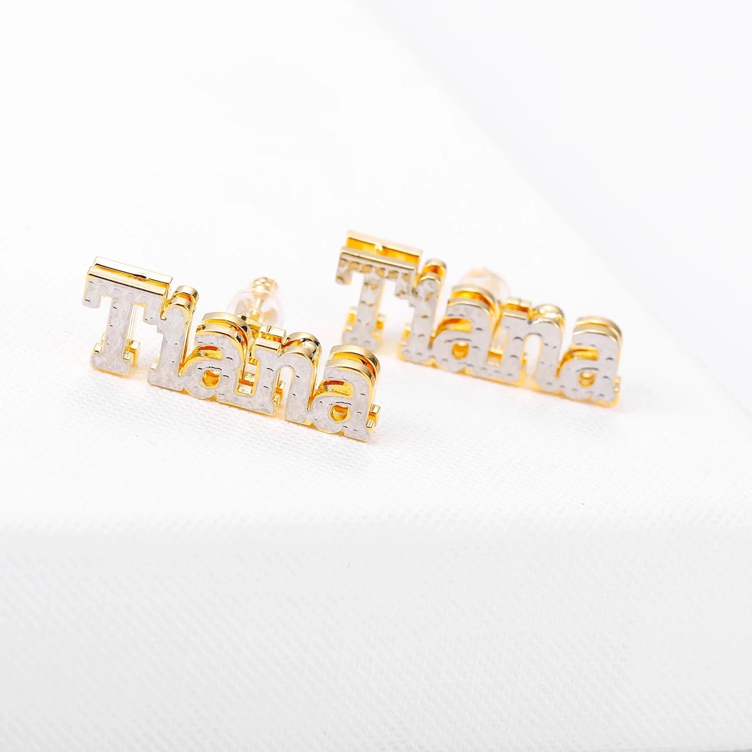 Hip Hop Carved Name Earrings Copper Custom Name Ear Studs Earrings