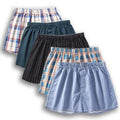 Men's Cotton Loose Arrow Pants Woven Boxer Briefs Shorts Breathable Men Plaid Stripe Underwear Boxers Shorts
