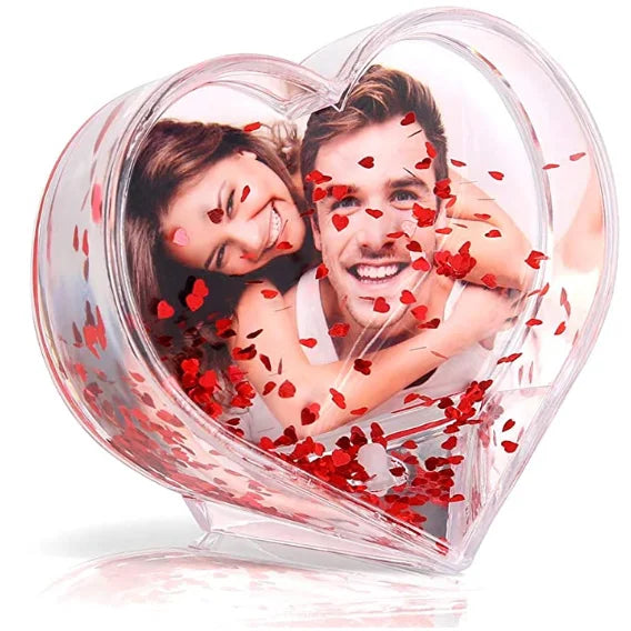 Heart Shape Floating Sparkle Clear Plastic Heart Frame Display Valentines Picture Frame MegaBDM