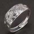 Genuine 925 Sterling Silver Rings Punk for Men and Women Evil Eye Pattern Adjustable Vintage High-quality  Jewelry