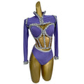 Sexy Rhinestone Bikini Corset Shorts 3 Piece Outfits Set Women Exotic Dancer Carnival Party Costume Show Stage Performance Wear