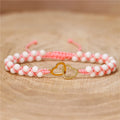YueTong Stainless Steel Crossed Heart Charm Bracelet Natural Stone Bead Braided Bracelet Lover Couple Bracelet Jewelry Wholesale