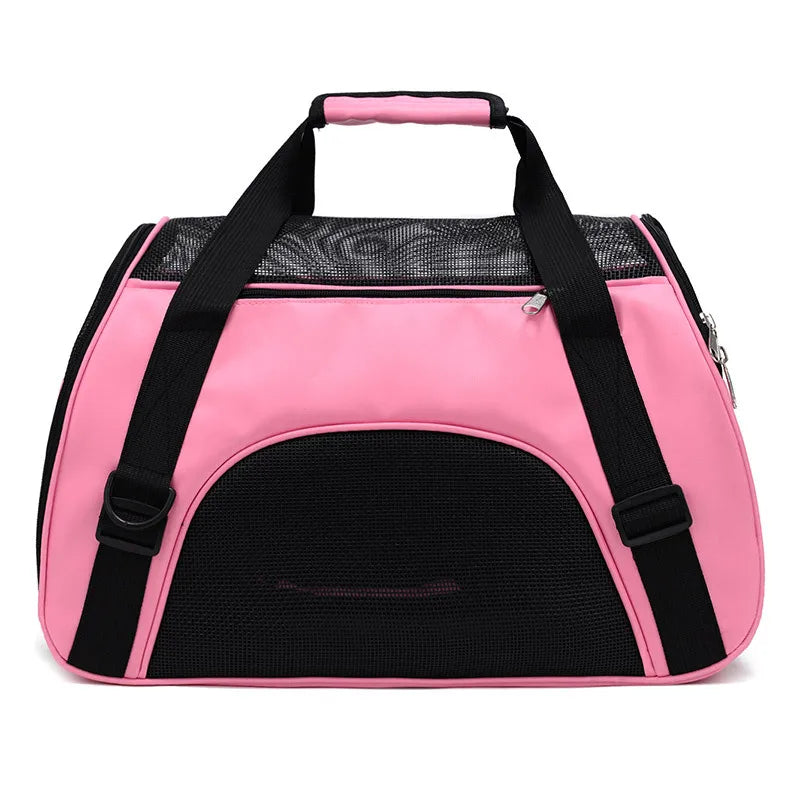 Portable Pet Carrier Bag Pink for Dogs and Blue for Cats Breathable Oxford Material with Zipper Closure for Travel