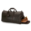 Custom Vintage Business Duffle Garment Men Leather Overnight Duffel Bag Weekender Luggage Travel Bag With Shoe Compartment
