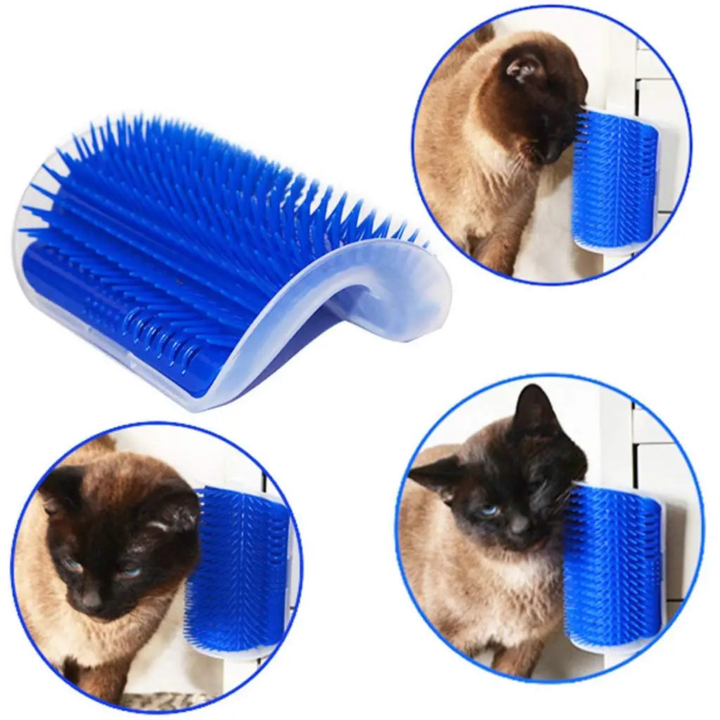 Soft Grooming Massage Combs Wall Corner Scratcher Groomers Soft Grooming Massage Combs Cat Self Groomer with Catnip Pouch
