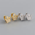 Fashion 925 Sterling Silver 18k Gold Plated Zircon Simple Crown Huggie Hoop Earrings for Women