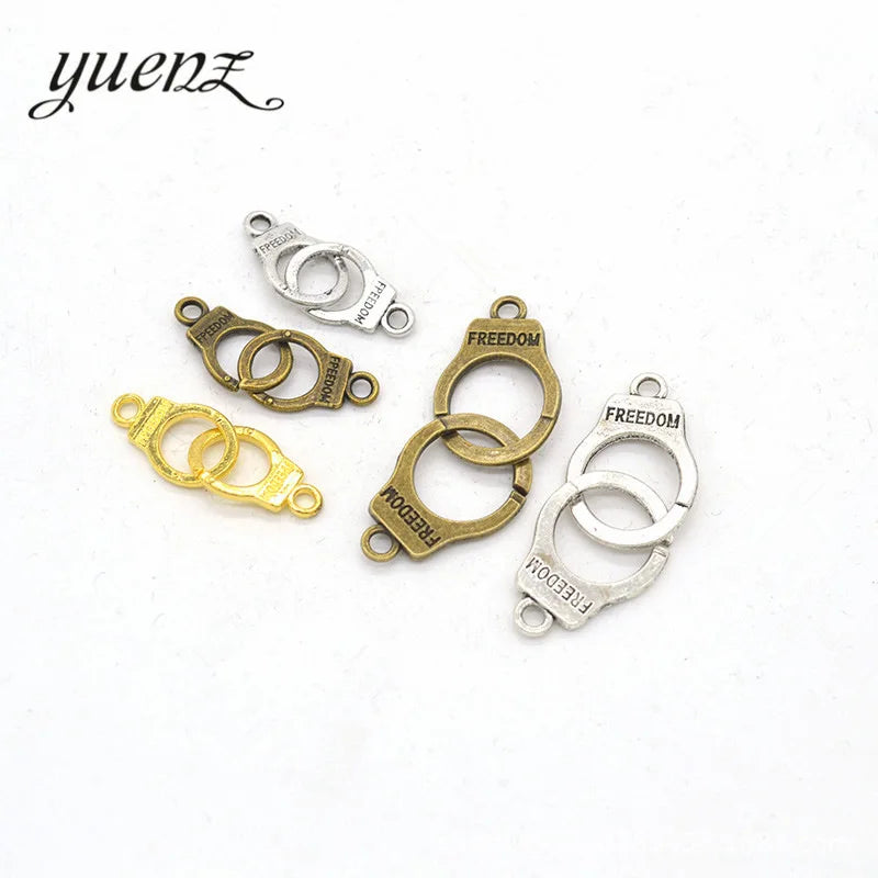 YuenZ Alloy Antique Sliver Bronze Gold Color Metal Freedom Handcuffs Charm Metal Charms for Jewelry Making J195