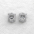 Sterling Silver 4*5mm Semi Mount Stud Earrings Empty Support Blank Claws Setting S925 Base Without Center Stone for DIY Inlay