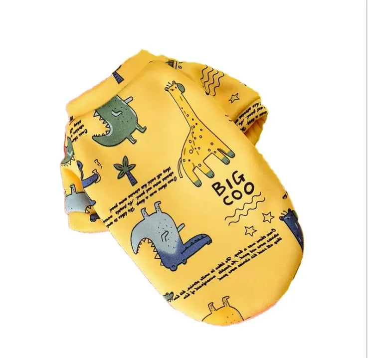 Eco-Friendly Cartoon Print Dog Coat for Spring Summer Fall-Comfortable Casual Design