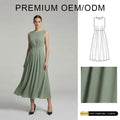 Brand Customization French Gentle Style Pleated Waist Dress Women's Summer Vacation Leisure Midi Dress for Women Elegant