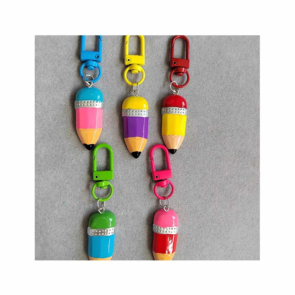 Creative Simulation Pencil Keychain Resin Pendant Fashion Crayon Jewelry Keyring Accessories