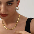 Stainless Steel Flat Snake Chain for Women Men Fashion Jewelry PVD 18k Gold Snake Necklace Gold Chain