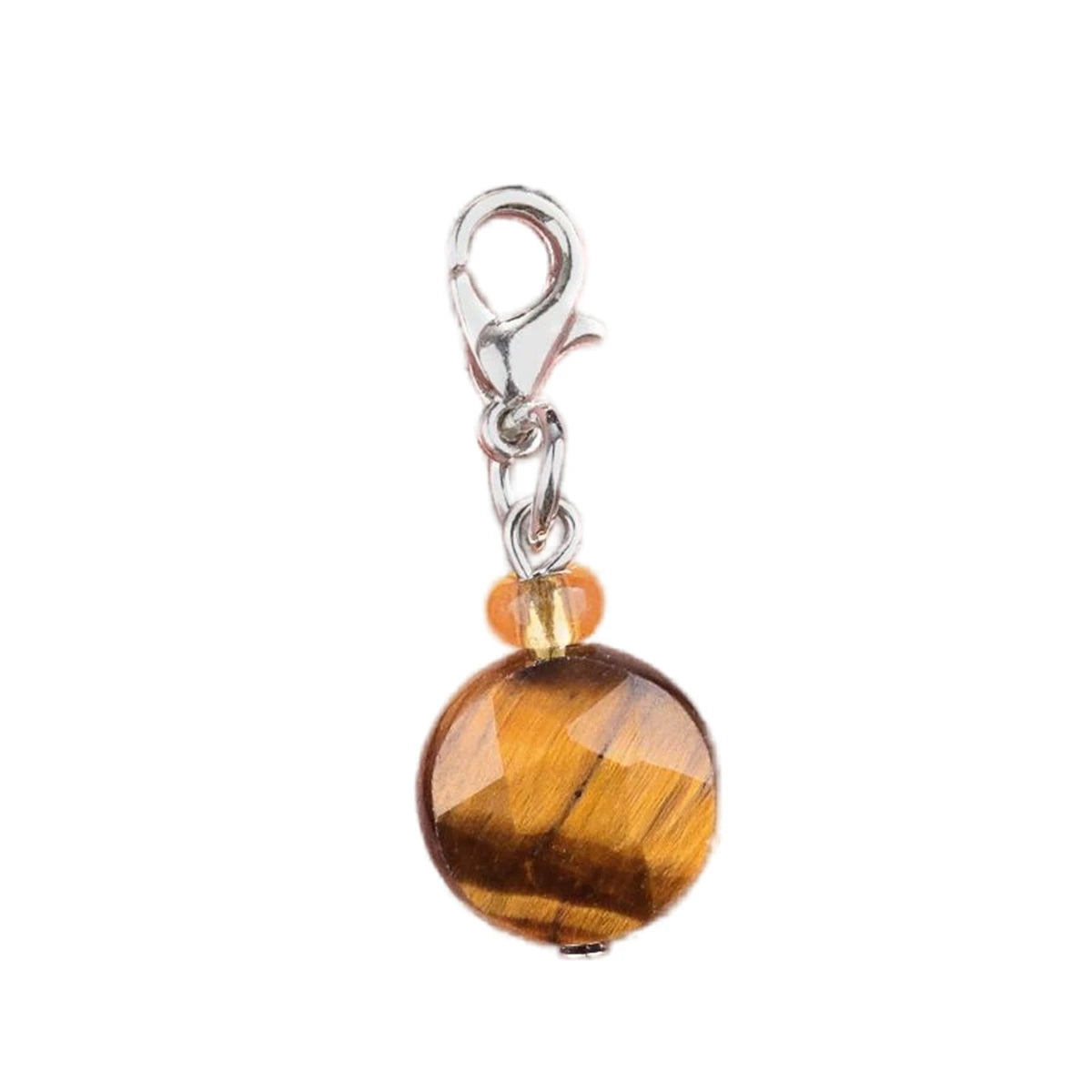 10*10mm Round Ball Natural Tiger Eye Gemstone Keychain Small Ball Natural Stone Crystal Sphere Keyring