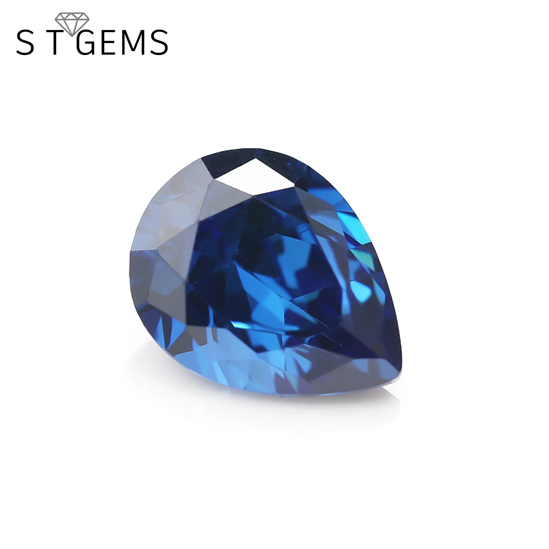 5A Grade Wholesale Machine Cut CZ Stone Loose Pear Shape Blue Cubic Zirconia for Jewelry