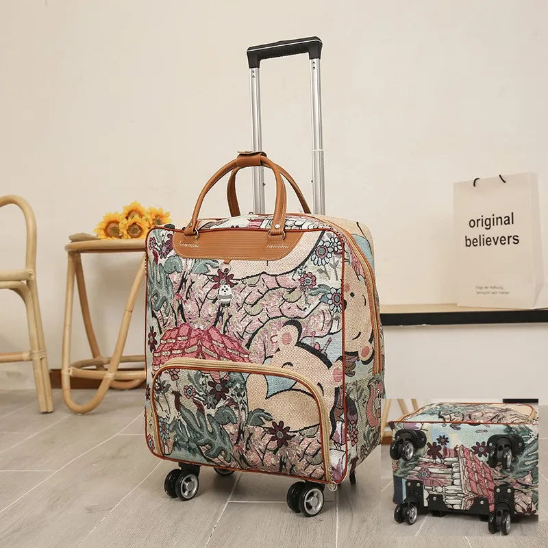 Custom Fashion Outdoor Unisex Trolley Bag PU Carry-On 18-Inch Suitcase Zipper Closure Travel Luggage BIOK 2kgs